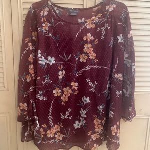 Burgundy Van Heusen Floral Blouse for Spring